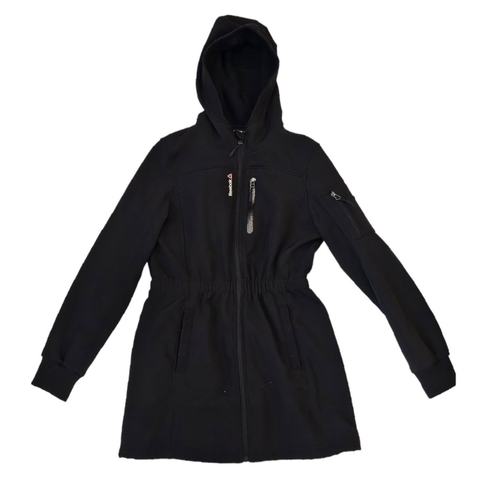 Reebok Hooded Jacket Black Lightweight Weather Resistant women’s Size Medium